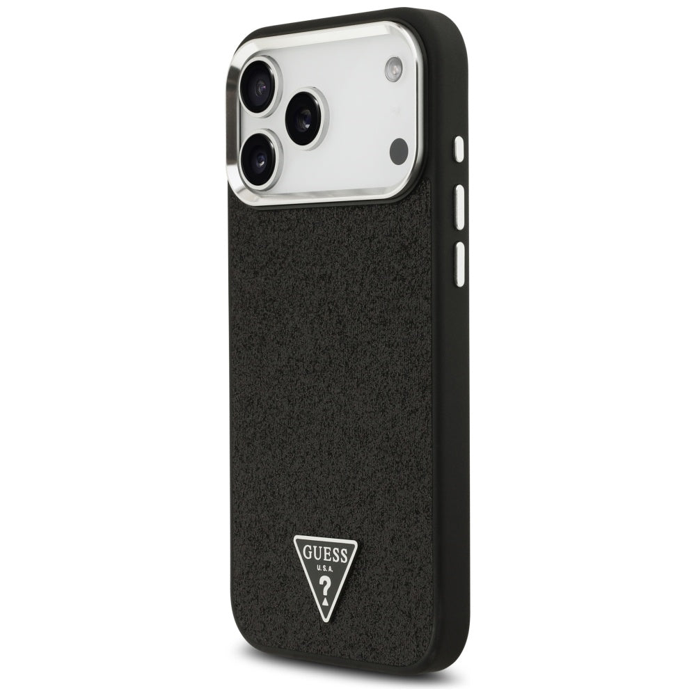 Husa de protectie Guess Glitter Triangle Logo MagSafe (GUHMP17XPFGTSCMK) compatibil cu iPhone 17 Pro Max, Negru