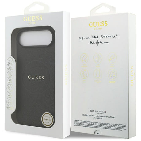Husa de protectie Guess Grained Gold Ring MagSafe (GUHMP17MPGHSMMK) compatibil cu iPhone 17 Air, Negru