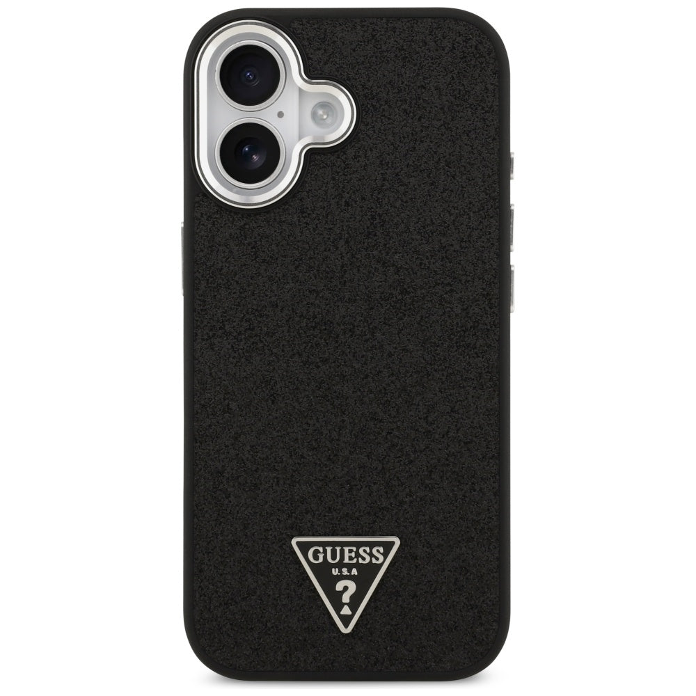 Husa de protectie Guess Glitter Triangle Logo MagSafe (GUHMP17SPFGTSCMK) compatibil cu iPhone 17, Negru