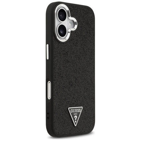 Husa de protectie Guess Glitter Triangle Logo MagSafe (GUHMP17SPFGTSCMK) compatibil cu iPhone 17, Negru