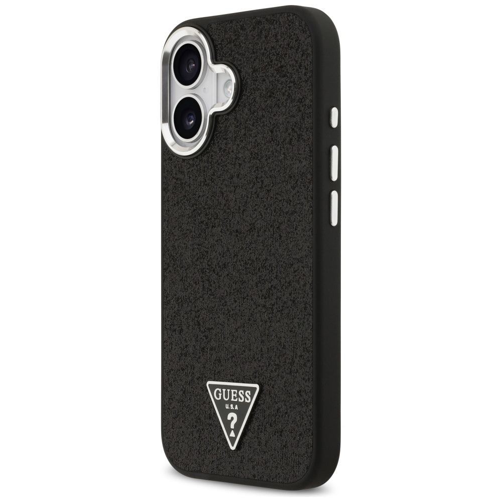 Husa de protectie Guess Glitter Triangle Logo MagSafe (GUHMP17SPFGTSCMK) compatibil cu iPhone 17, Negru