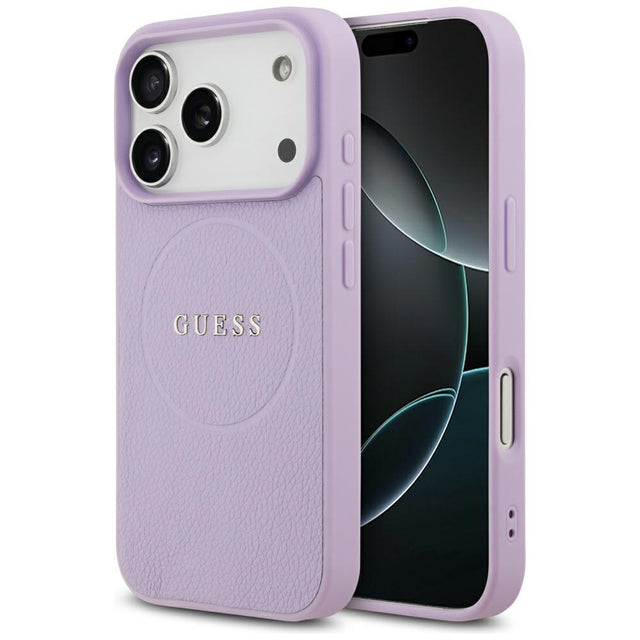 Husa de protectie Guess Grained Gold Ring MagSafe (GUHMP17LPGHSMMU) compatibil cu iPhone 17 Pro, Mov