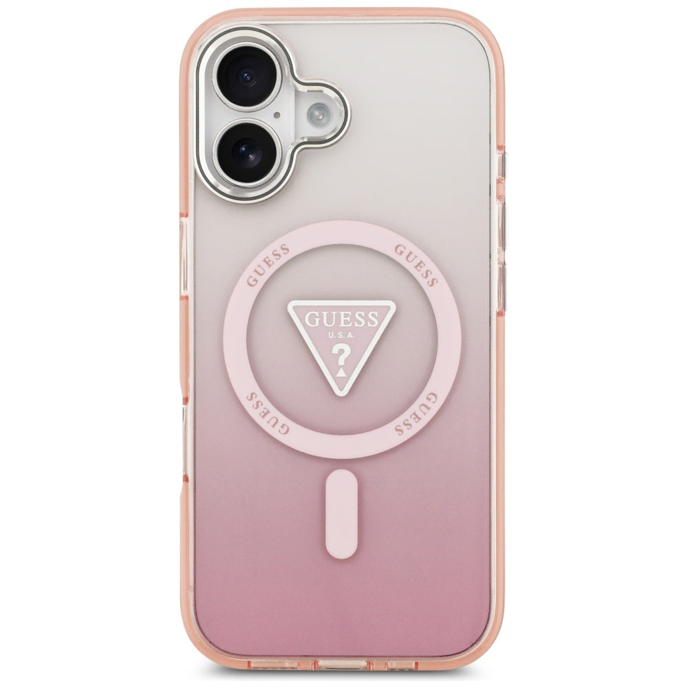 Husa de protectie Guess IML Gradient Triangle Logo MagSafe (GUHMP17SHGTMLCGP) compatibil cu iPhone 17, Roz