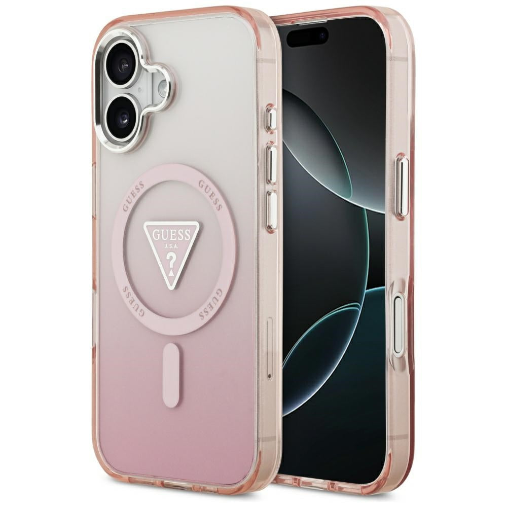 Husa de protectie Guess IML Gradient Triangle Logo MagSafe (GUHMP17SHGTMLCGP) compatibil cu iPhone 17, Roz