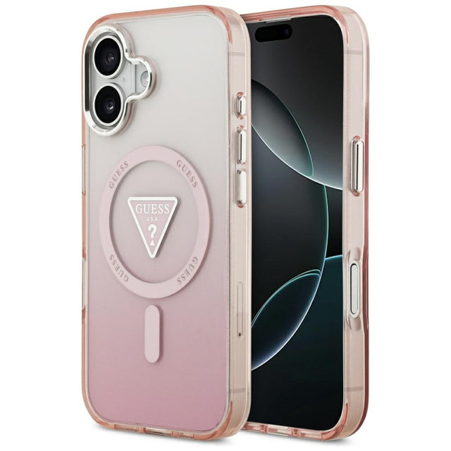 Husa de protectie Guess IML Gradient Triangle Logo MagSafe (GUHMP17SHGTMLCGP) compatibil cu iPhone 17, Roz