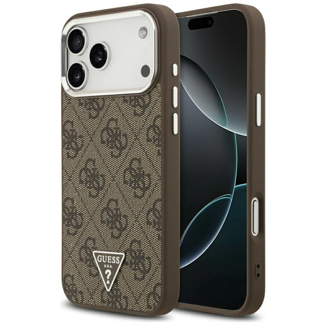 Husa de protectie Guess Hardcase 4G Triangle Logo MagSafe (GUHMP17XP4TSRCMW) compatibil cu iPhone 17 Pro Max, Maro