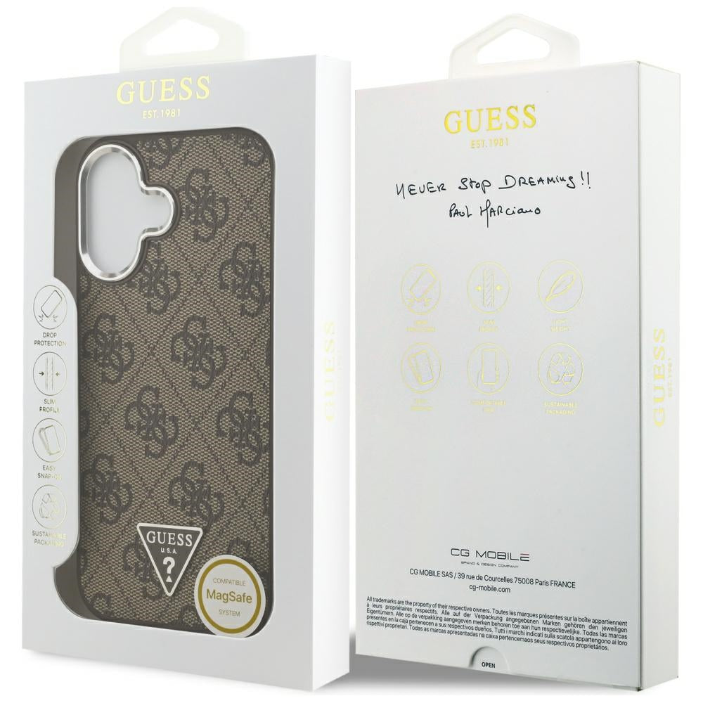 Husa de protectie Guess Hardcase 4G Triangle Logo MagSafe (GUHMP17SP4TSRCMW) compatibil cu iPhone 17, Maro