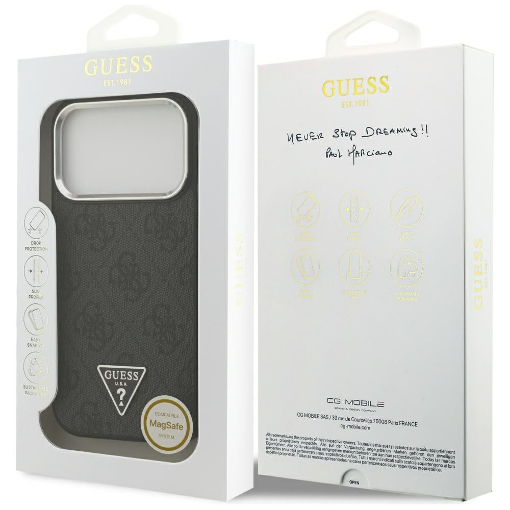 Husa de protectie Guess Hardcase 4G Triangle Logo MagSafe (GUHMP17LP4TSRCMK) compatibil cu iPhone 17 Pro, Negru
