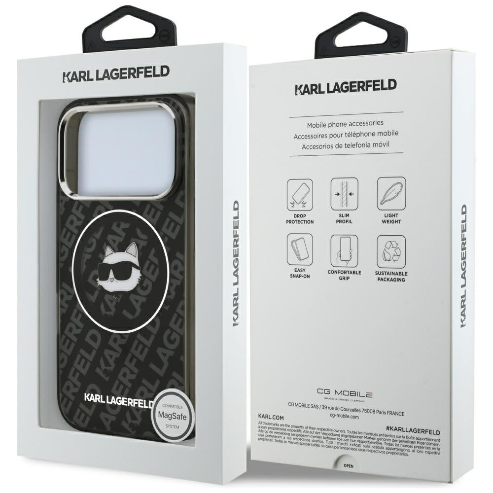Husa de protectie Karl Lagerfeld IML MagSafe (KLHMP17LHMKBCHOK) compatibil cu iPhone 17 Pro, Negru Choupette`S Head