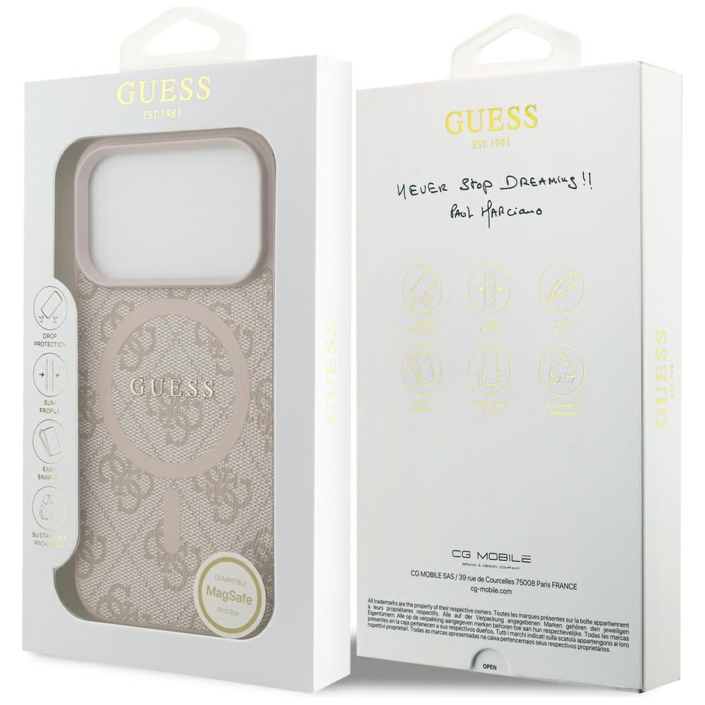 Husa de protectie Guess 4G Ring Classic Logo MagSafe (GUHMP17XG4GFRP) compatibil cu iPhone 17 Pro Max, Roz