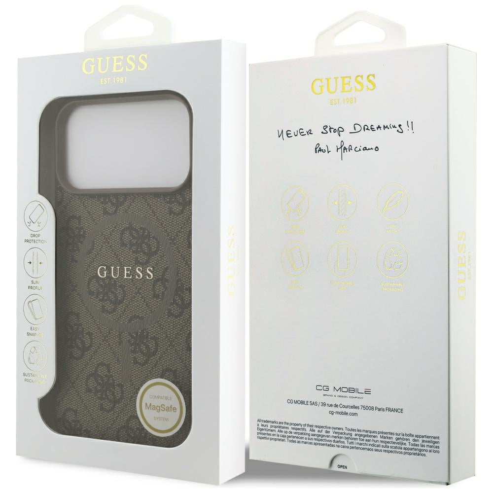 Husa de protectie Guess 4G Ring Classic Logo MagSafe (GUHMP17XG4GFRW) compatibil cu iPhone 17 Pro Max, Maro