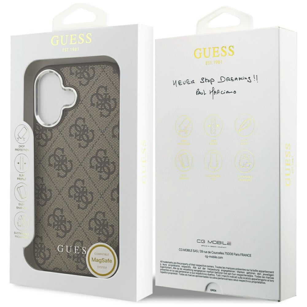 Husa de protectie Guess Hardcase 4G Classic Logo MagSafe (GUHMP17SP4GSSMCW) compatibil cu iPhone 17, Maro