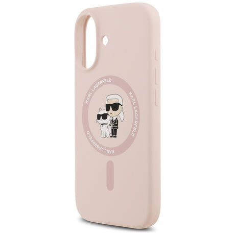 Husa de protectie Karl Lagerfeld Silicone Ring MagSafe (KLHMP17SSCMKCRHP) compatibil cu iPhone 17, Roz Karl&Choupette
