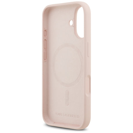 Husa de protectie Karl Lagerfeld Silicone Ring MagSafe (KLHMP17SSCMKCRHP) compatibil cu iPhone 17, Roz Karl&Choupette