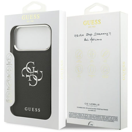 Husa de protectie Guess Hardcase 4G Grained Big and Classic Logo (GUHCP17XPG4SMCEK) compatibil cu iPhone 17 Pro Max, Negru
