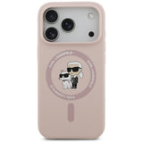 Husa de protectie Karl Lagerfeld Silicone Ring MagSafe (KLHMP17LSCMKCRHP) compatibil cu iPhone 17 Pro, Roz Karl&Choupette