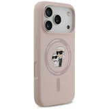 Husa de protectie Karl Lagerfeld Silicone Ring MagSafe (KLHMP17LSCMKCRHP) compatibil cu iPhone 17 Pro, Roz Karl&Choupette