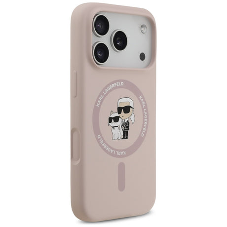 Husa de protectie Karl Lagerfeld Silicone Ring MagSafe (KLHMP17LSCMKCRHP) compatibil cu iPhone 17 Pro, Roz Karl&Choupette