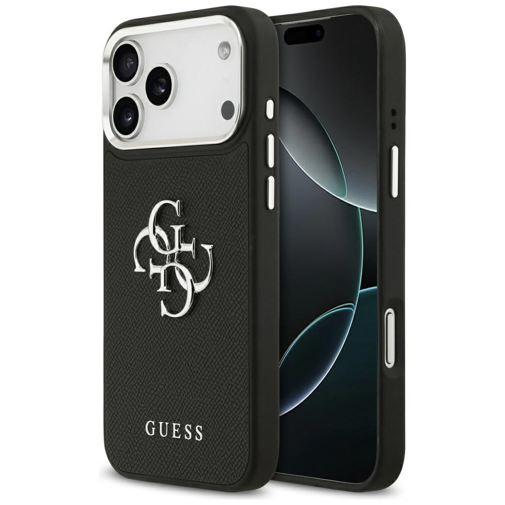 Husa de protectie Guess Hardcase 4G Grained Big and Classic Logo (GUHCP17LPG4SMCEK) compatibil cu iPhone 17 Pro, Negru