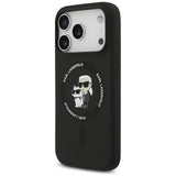 Husa de protectie Karl Lagerfeld Silicone Ring MagSafe (KLHMP17LSCMKCRHK) compatibil cu iPhone 17 Pro, Negru Karl&Choupette