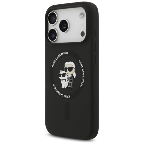 Husa de protectie Karl Lagerfeld Silicone Ring MagSafe (KLHMP17LSCMKCRHK) compatibil cu iPhone 17 Pro, Negru Karl&Choupette
