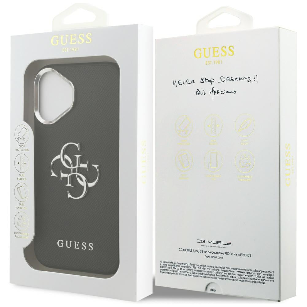 Husa de protectie Guess Hardcase 4G Grained Big and Classic Logo (GUHCP17SPG4SMCEK) compatibil cu iPhone 17, Negru