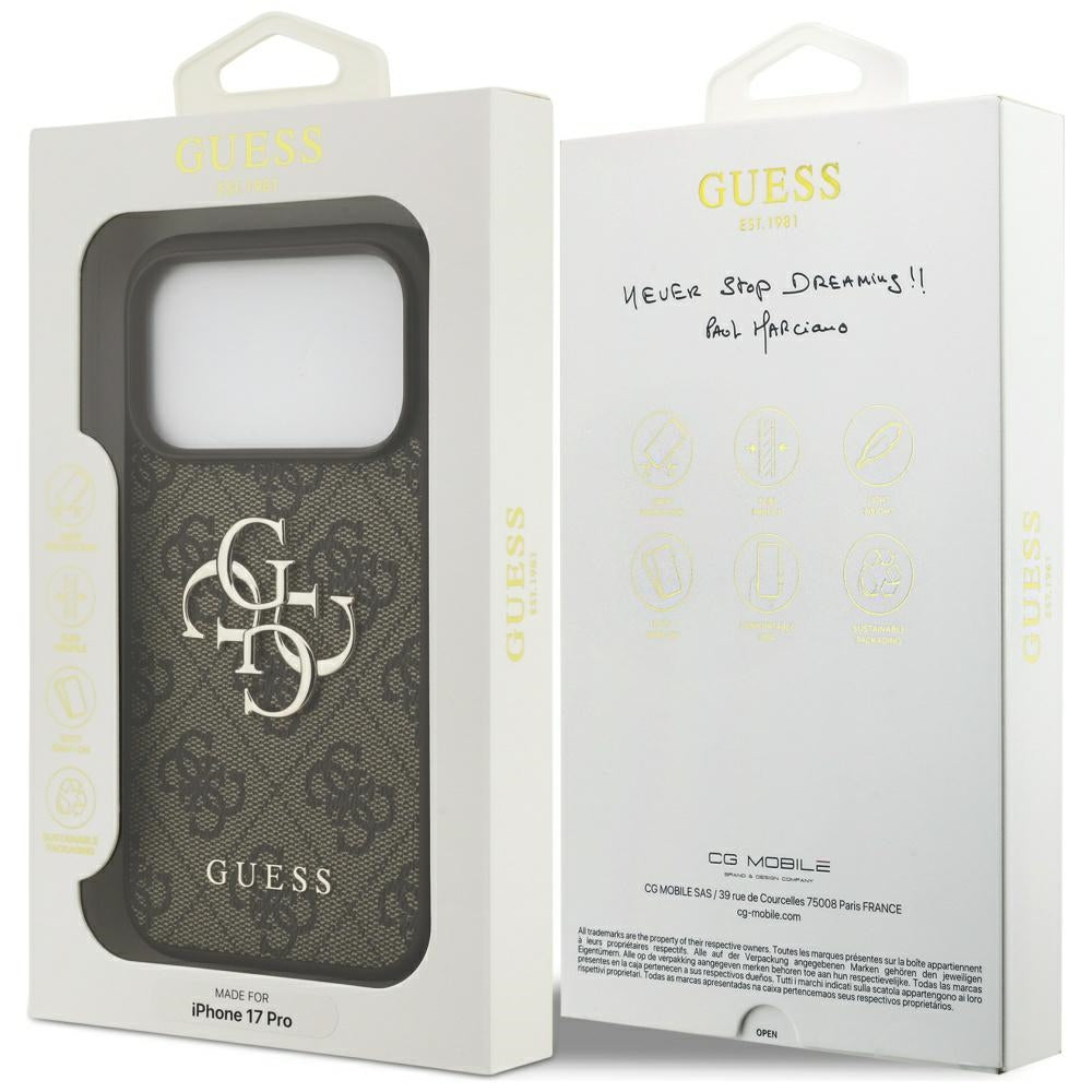 Husa de protectie Guess Hardcase 4G Big Logo (GUHCP17L4GMGBR) compatibil cu iPhone 17 Pro, Maro