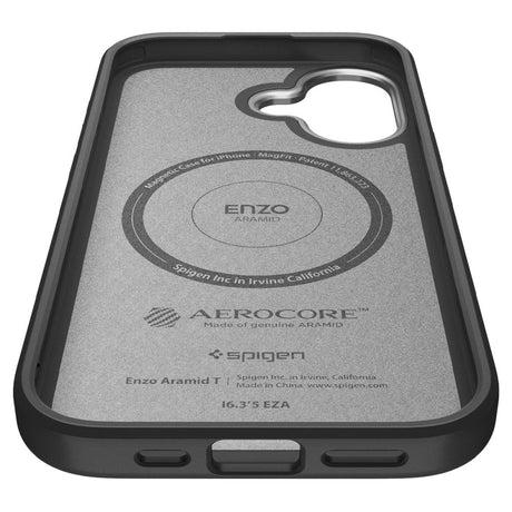 Husa de protectie Spigen Enzo Aramid "T" MagSafe (ACS09989) compatibil cu iPhone 17, Negru / Silver