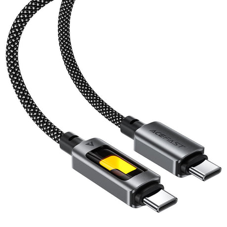 Cablu Acefast (C21-03), Fast Charge, Type-C to Type-C, 60W, 3A, Colorful Gradient Lighting Effect, 1.2m, Negru