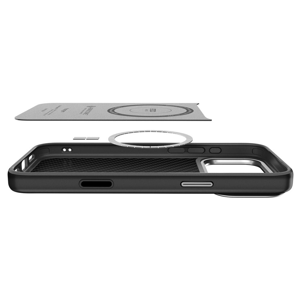 Husa de protectie Spigen Enzo Aramid "T" MagSafe (ACS09958) compatibil cu iPhone 17 Pro, Negru / Silver
