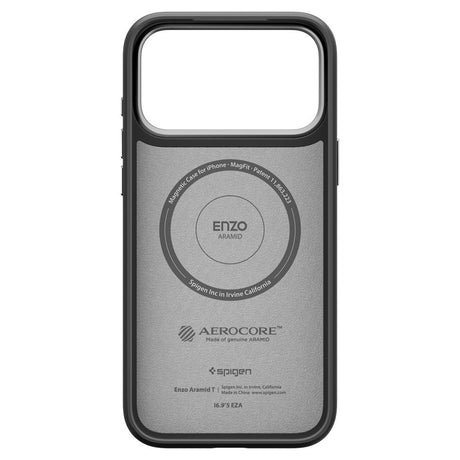 Husa de protectie Spigen Enzo Aramid "T" MagSafe (ACS09958) compatibil cu iPhone 17 Pro, Negru / Silver