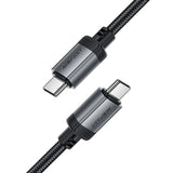 Cablu Acefast (C20-03), USB-C to Type-C, 60W, 3A, Fast Charging, Bend-Resistant, Nylon Braid, 1.2m, Negru