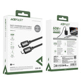 Cablu Acefast (C20-03), USB-C to Type-C, 60W, 3A, Fast Charging, Bend-Resistant, Nylon Braid, 1.2m, Negru