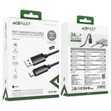Cablu Acefast (C19-04), USB to Type-C, Fast Charging, 3A, Bend-Resistant, Nylon Braid, 1.2m, Negru