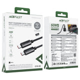 Cablu Acefast (C19-03), Type-C to Type-C, Fast Charging, 60W, 3A, Bend-Resistant, Nylon Braid, 1.2m, Negru