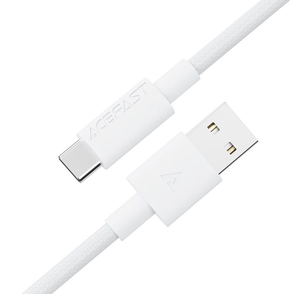 Cablu Acefast (C18-04), USB to Type-C, Fast Charging, 3A, Bend-Resistant, Nylon Braid, 1.2m, Alb