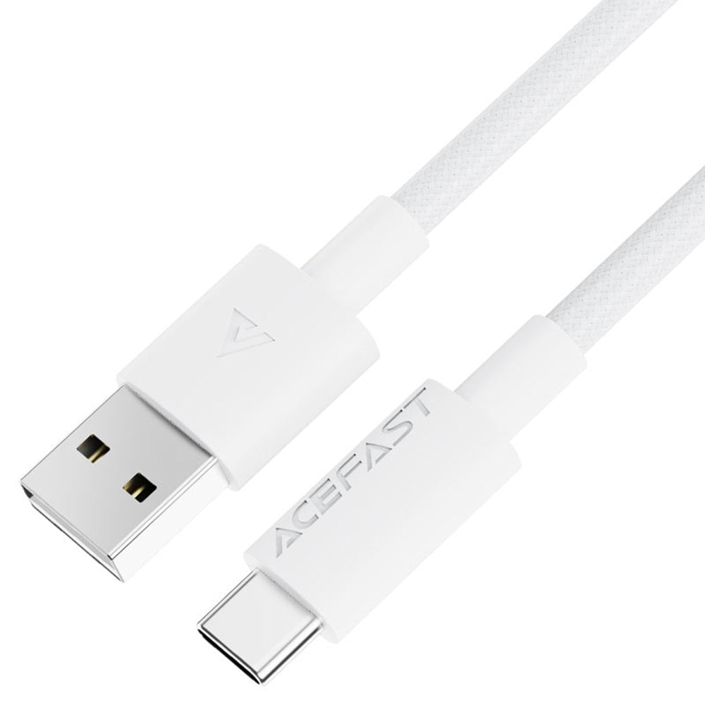 Cablu Acefast (C18-04), USB to Type-C, Fast Charging, 3A, Bend-Resistant, Nylon Braid, 1.2m, Alb