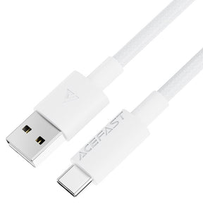 Cablu Acefast (C18-04), USB to Type-C, Fast Charging, 3A, Bend-Resistant, Nylon Braid, 1.2m, Alb