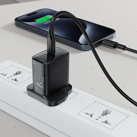 Cablu Acefast (C17-03), Type-C to Type-C, Fast Charging, 60W, 3A, Bend-Resistant, Soft Silicone, 1.2m, Negru
