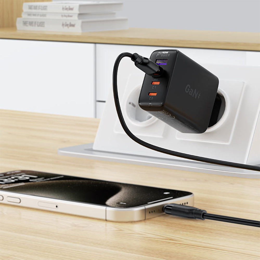 Cablu Acefast (C16-04), Fast Charging, USB to Type-C, 3A, Bend-Resistant, 1.2m, Negru