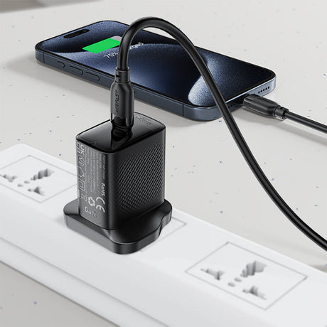 Cablu Acefast (C16-03), Fast Charging, Type-C to Type-C, 60W, 3A, Bend-Resistant, 1.2m, Negru