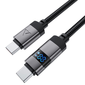Cablu Acefast (C15-03), with Digital Display, Fast Charging, Type-C to Type-C, 60W, 3A, Zinc Alloy, 1.2m, Negru