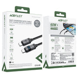 Cablu Acefast (C15-03), with Digital Display, Fast Charging, Type-C to Type-C, 60W, 3A, Zinc Alloy, 1.2m, Negru