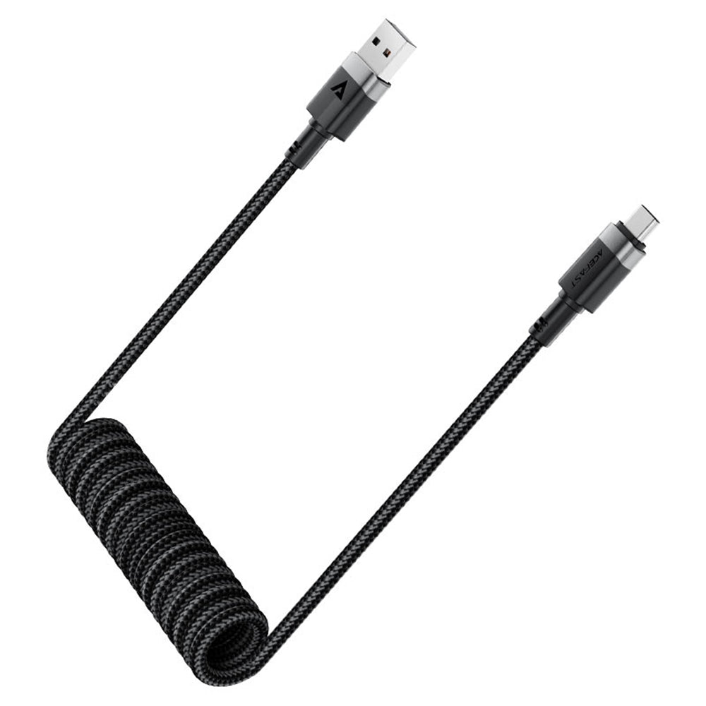 Cablu Acefast (C14-04), Fast Charging, USB to Type-C, Spring Design, 3A, Bend-Resistant, 1.2m, Negru