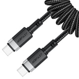 Cablu Acefast (C14-03), Fast Charging, Type-C to Type-C, Spring Design, 60W, 3A, Bend-Resistant, 1.2m, Negru