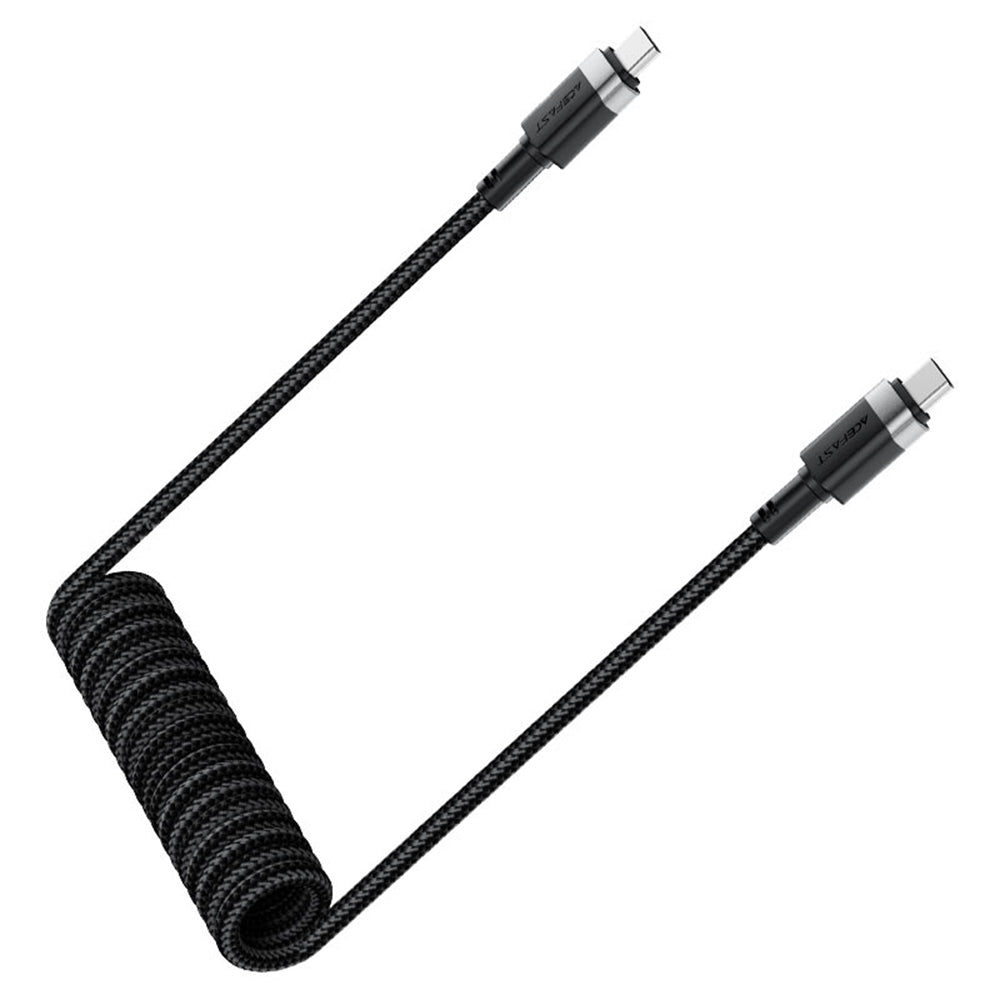 Cablu Acefast (C14-03), Fast Charging, Type-C to Type-C, Spring Design, 60W, 3A, Bend-Resistant, 1.2m, Negru
