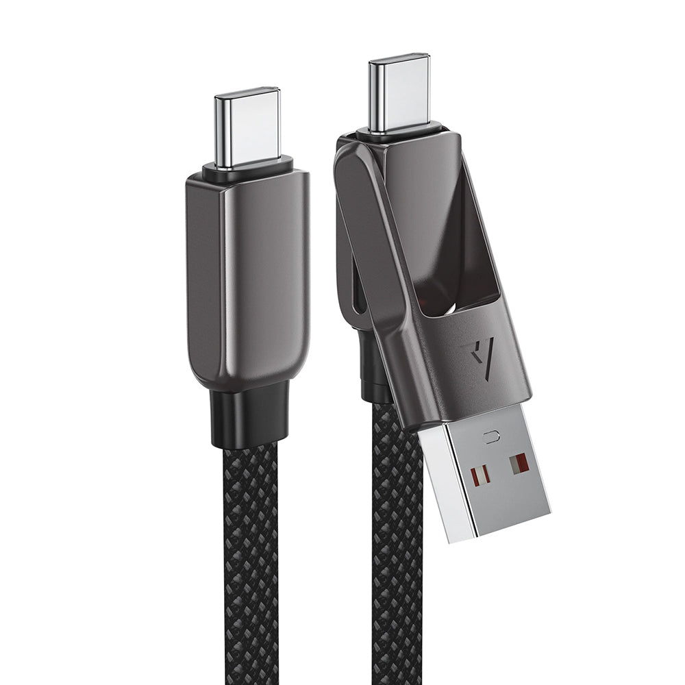 Cablu Acefast (C13-05), Fast Charge, Type-C to USB, Type-C, 60W, 3A, Bend-Resistant, Short Design, 0.2m, Negru