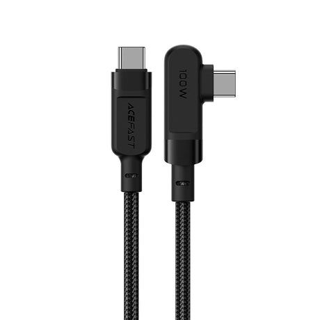 Cablu Acefast (C5-03), Fast Charging, Type-C to Type-C, 100W, 5A, Right Angle Design, Nylon Braid, 2m, Negru