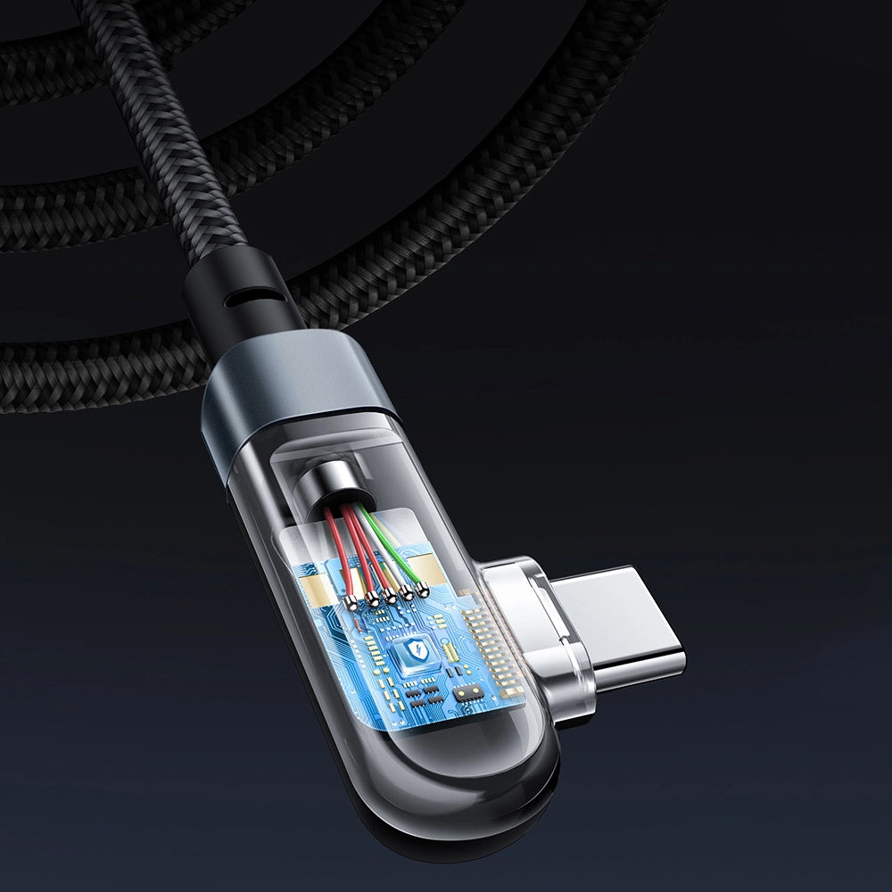 Cablu Acefast (C5-03), Fast Charging, Type-C to Type-C, 100W, 5A, Right Angle Design, Nylon Braid, 2m, Negru