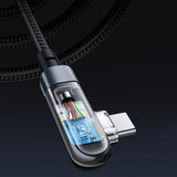 Cablu Acefast (C5-03), Fast Charging, Type-C to Type-C, 100W, 5A, Right Angle Design, Nylon Braid, 2m, Negru